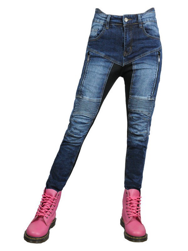 Volero motocicleta jeans Mujer verano malla transpirable alta cintura motocicleta pantalones de montar Kevlar silicona protectora