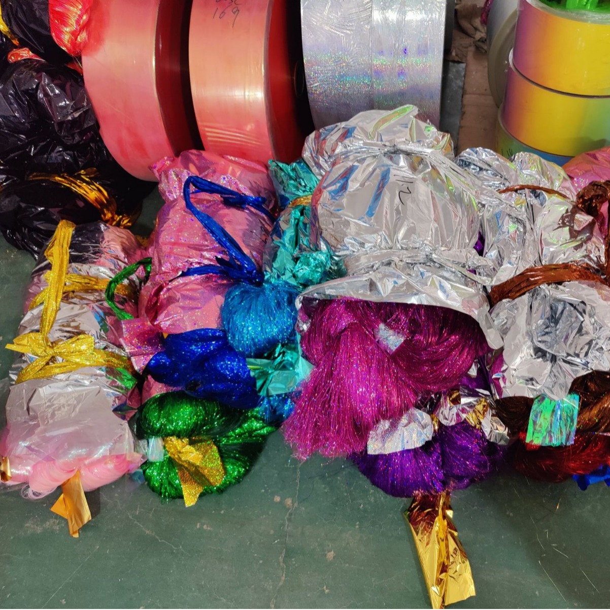 梦幻效果闪光扁丝条透明白镭射条形碎纸丝五色彩亮泽扁丝条形直线