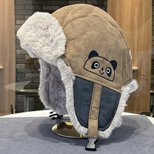 卡通小熊图案雷锋帽子女冬季新款加厚保暖户外骑车防寒护耳棉麻男