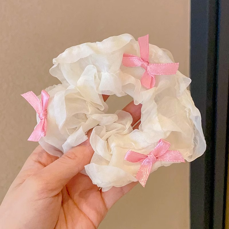 Primavera nueva corbata de pelo de intestino grueso para niños accesorios para el cabello de encaje dulce niña cabeza de bebé flor cuerda para la cabeza tocado de cuerda para el cabello japonés