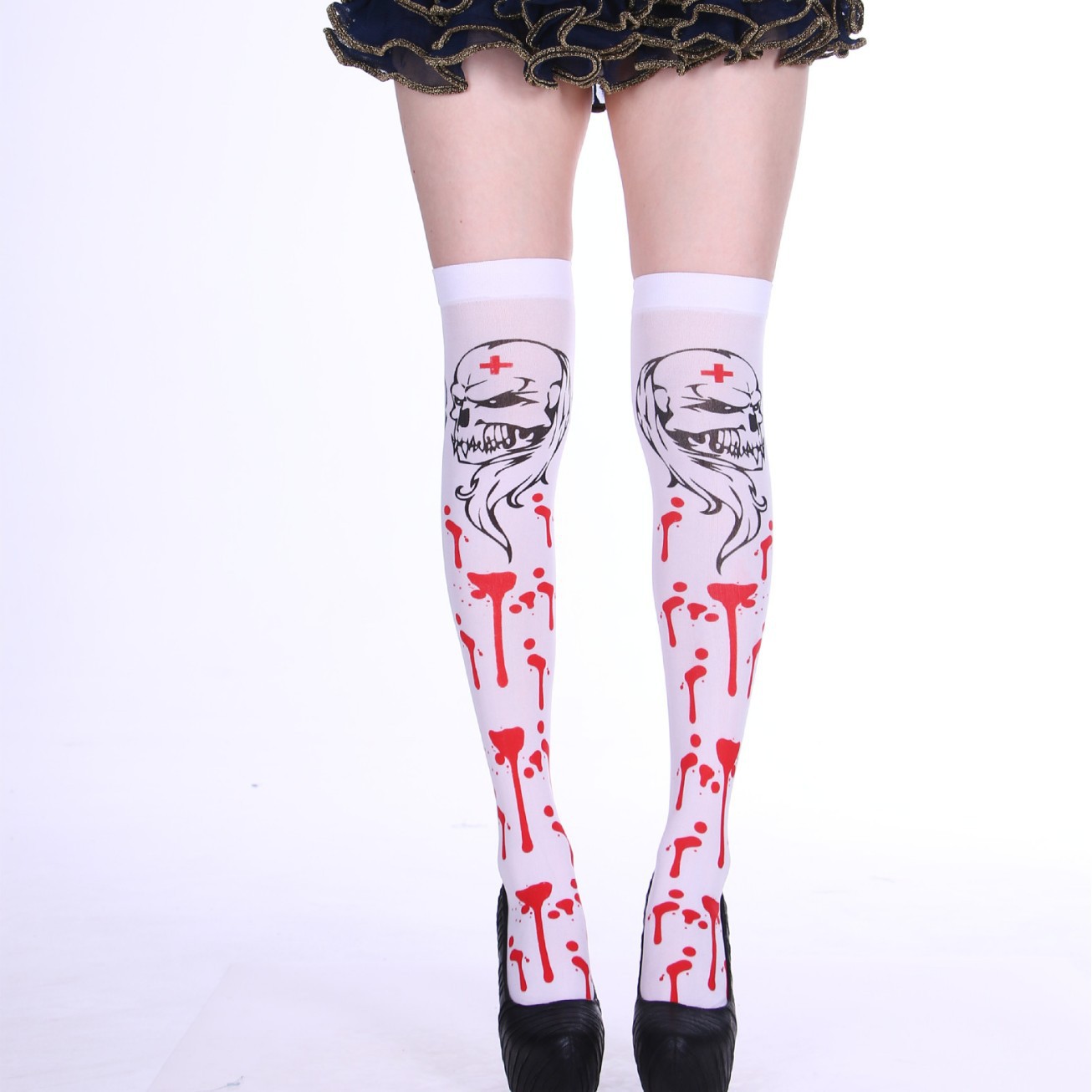 Los fabricantes suministran las medias del Festival del partido de Halloween Festival visten accesorios de ropa calcetines sobre la rodilla calcetines de sangre calcetines de enfermera