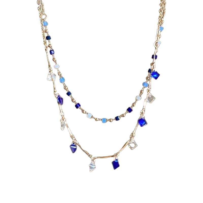 Collier superposé minimaliste avec chaînes délicates pour femme_voghion.com