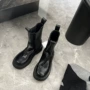 中筒圆头厚底复古短靴