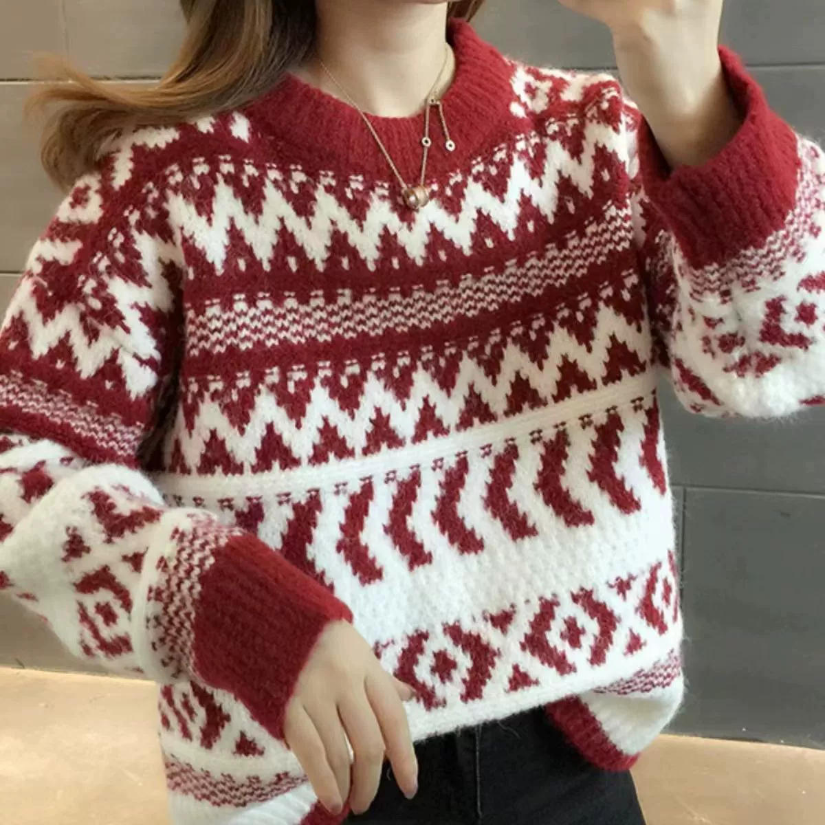 Вязаный свитер oversize для осени, цвет как на фото, единый размер, принцесса