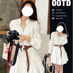 法式别致绝美小个子白色衬衫连衣裙子女2025新款秋季旅游度假短裙