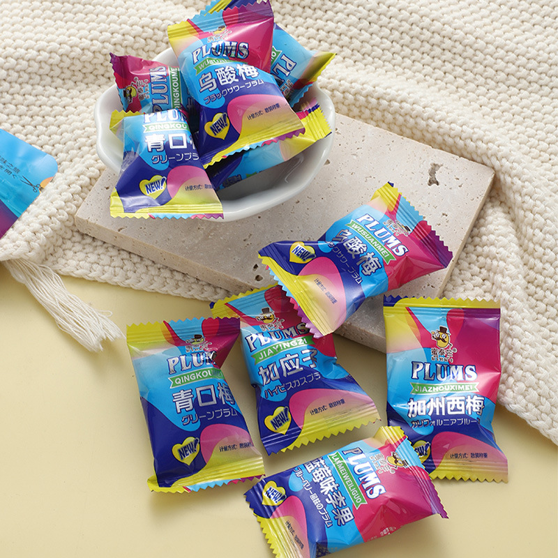 Internet-famous colorful rainbow plum preserved fruit dried fruit assorted flavors prune green plum blueberry snack dried bayberry 250g