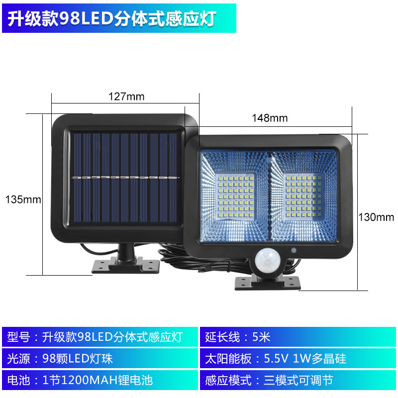 Nuevas luces solares, luces de jardín al aire libre, súper brillantes rurales, alta potencia, iluminación de inducción para el hogar impermeable interior, farola