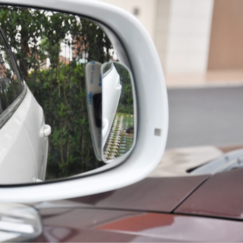 Car Small Round Mirror, High-Definition Edgeless Adjustable Blind Spot Mirror, Glass Fan-Shaped Wide-Angle Auxiliary Rearview Mirror