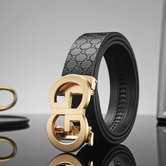 男士皮帶頭層牛皮8字扣商務休閒百搭高檔自動扣男青年褲腰帶