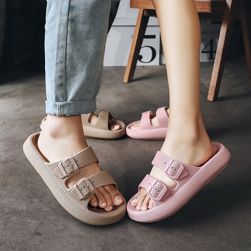 Thick bottom slip-on soft bottom double-breasted slippers men's and women's cross-border foreign trade eva Beach t couple's sandals wholesale Thick bottom slip-on soft bottom double-breasted slippers men's and women's cross-border foreign trade eva Beach t couple's sandals wholesale