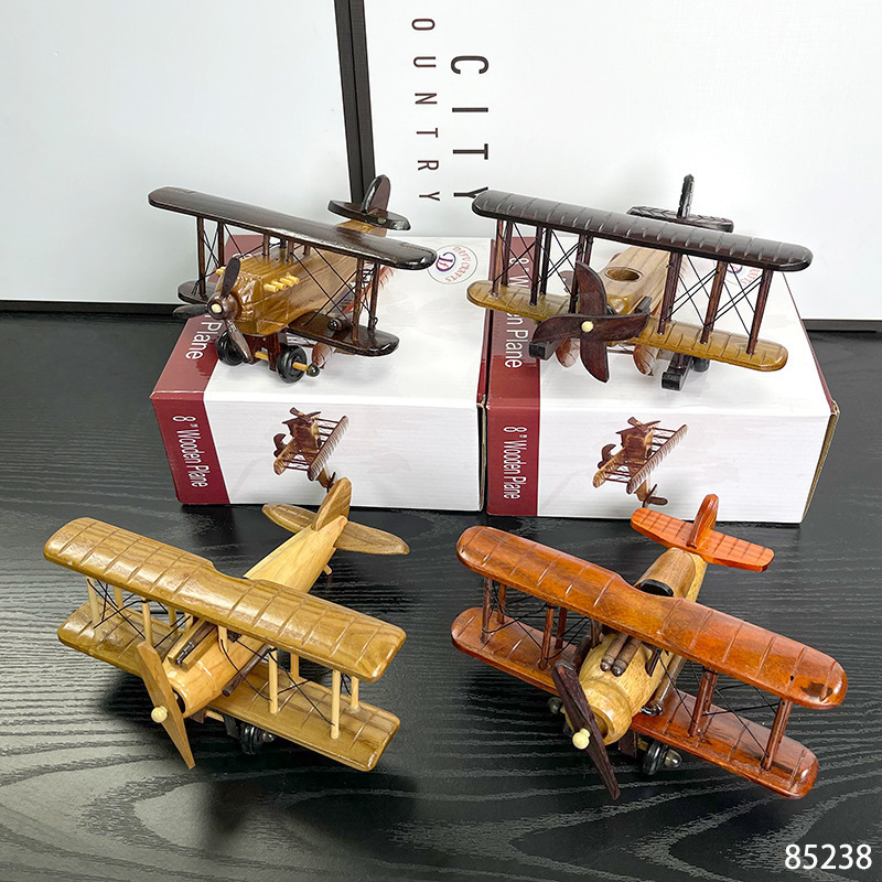 Retro Wooden 8inch Wooden Aircraft Fighter Bomber Creative Crafts Home Desktop Ornaments Decorations
