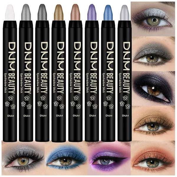 Dnm Eye Makeup Pearlescent Pen 8-Piece Set Highlighter Stick Rotating Eye Shadow Pen Waterproof Silkworm Pen Makeup Cross-Border Wholesale