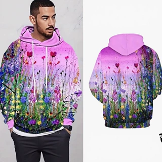 2025跨境外贸亚马逊3D数码印花艺术欧美休闲舒适套头连帽卫衣