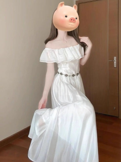 Small Flying Sleeve Ruffled Shoulder dress Super Beautiful Tea Break French Platycodon Grandiflorum Elegant Long Dress for Summer