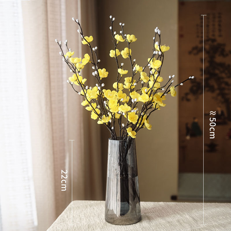 Flor de ciruela de ciruela flor de imitación flor de seda sala de estar gabinete de televisión decoración de mesa de té decoración de estilo chino para el hogar arreglos de flores