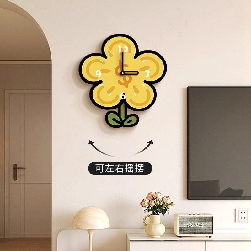 创意有钱花餐厅时钟装饰画挂画多巴胺客厅钟表挂钟沙发背景墙壁画|undefined
