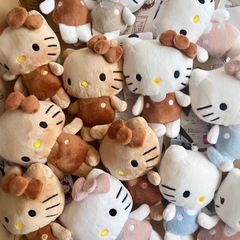 女生包包挂件可爱HelloKitty毛绒公仔挂件棕色包包配饰10cm包挂