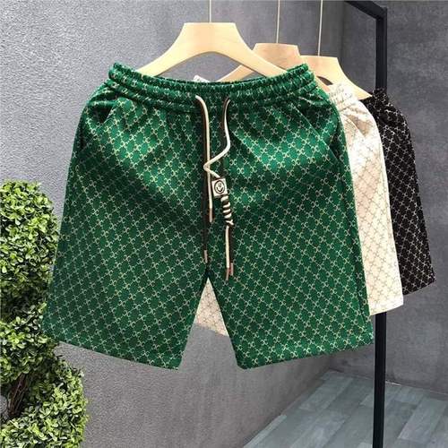 Green Casual Shorts for Men, Thin Model, American Style Trend Brand, Youth Outerwear, Versatile Loose Sport Five-Pocket Shorts