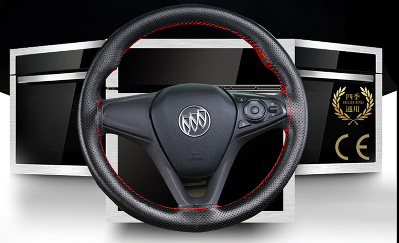 Leather car steering wheel cover cowhide hand sewing handle cover four seasons universal leather cover non-slip breathable factory direct sales