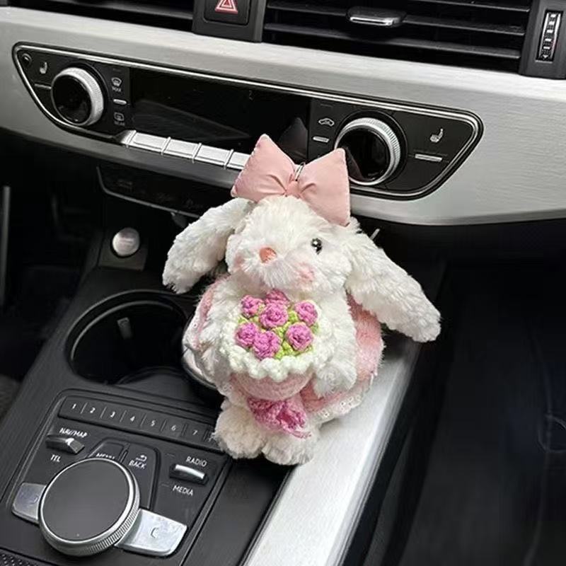 かわいい垂れ耳ウサギ人形キーホルダーぬいぐるみペンダントリボンウェア花束車のペンダント卸売|undefined