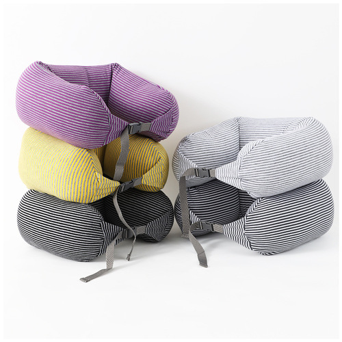 Japanese-style pure cotton foam particle pillow, lightweight multi-functional travel aircraft neck pillow, knitted cotton particle U-shaped pillow