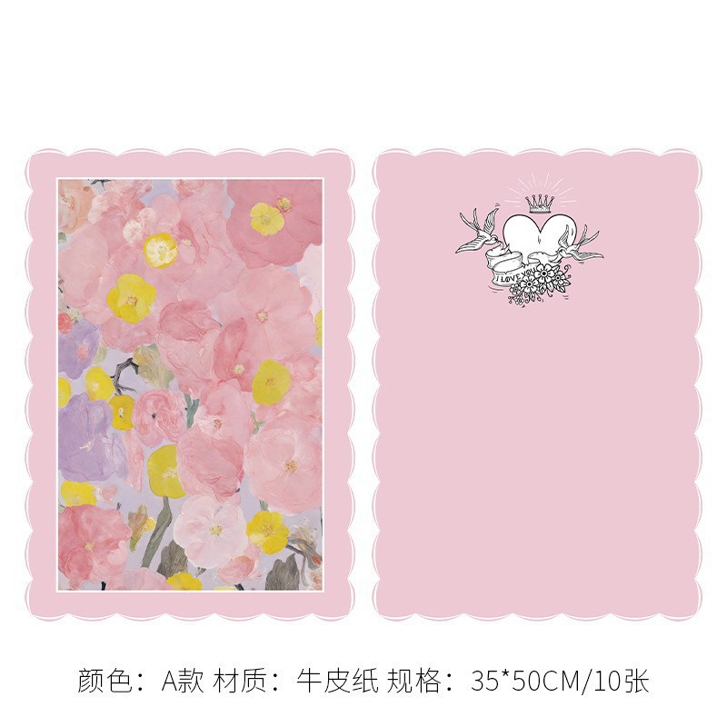 Venta al por mayor personalizado ramo de papel Kraft tienda de flores material de regalo floral pintura al óleo ciruela negro pasta flor papel de embalaje