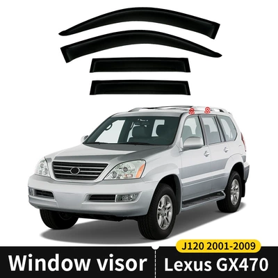 Window visor, Rain shield - standard-packing-without-logo-lexus-gx470-mk1-j120-2001-2008-no-bright-strips-rain-shield