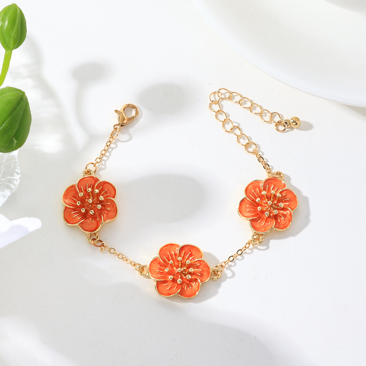 Temperamento transfronterizo europeo y americano Elegante Collar de flores de aceite Pulsera Pendientes Anillo Traje de joyería de estilo palacio retro