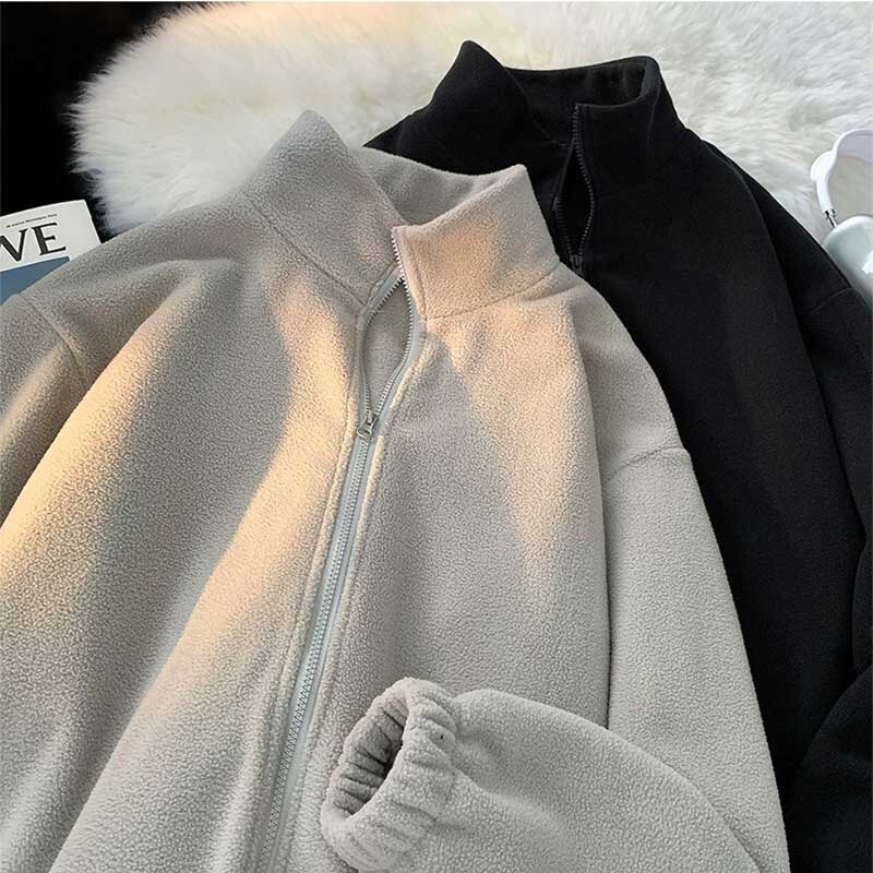 Coat Men's Spring and Autumn Polar Fleece Thickened Cardigan Hoodie Thick Cardigan Hooded Suit plus size Loose Student Jacket Coat Men's Spring and Autumn Polar Fleece Thickened Cardigan Hoodie Thick Cardigan Hooded Suit plus size Loose Student Jacket