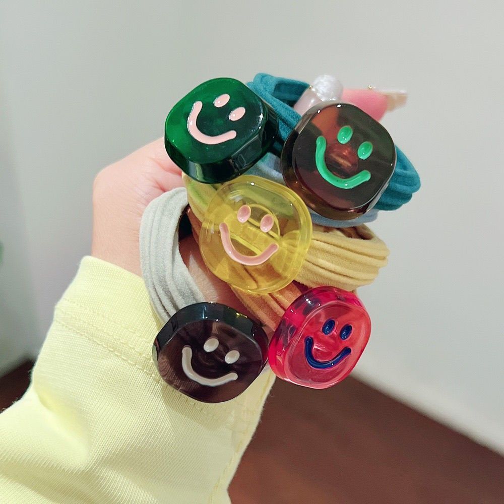 일본과 한국 젤리 컬러에 관심이 있고 행복하고 행복하자 조커 귀여운 사각형 미소 얼굴 틈새 디자인 헤어 로프