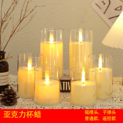 揺れるLEDキャンドル アクリルガラスカップキャンドル クリスマス 誕生日 結婚式 雰囲気作り 炎 リモコン付き