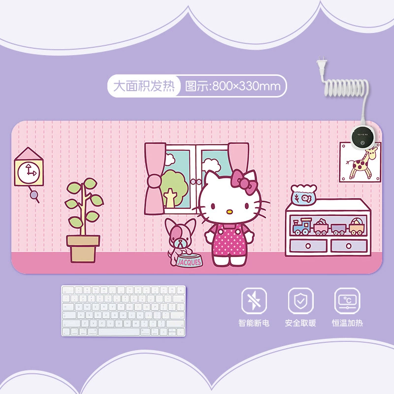 Hello kitty, table mat writing, table teaching laptop, mouse
