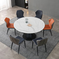 意式德利丰岩板旋转餐桌现代简约伸缩方圆两用餐桌小户型极简饭桌