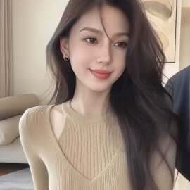 燕麦色挂脖拼接假两件修身针织衫女2026新款秋冬季巨好看气质上衣