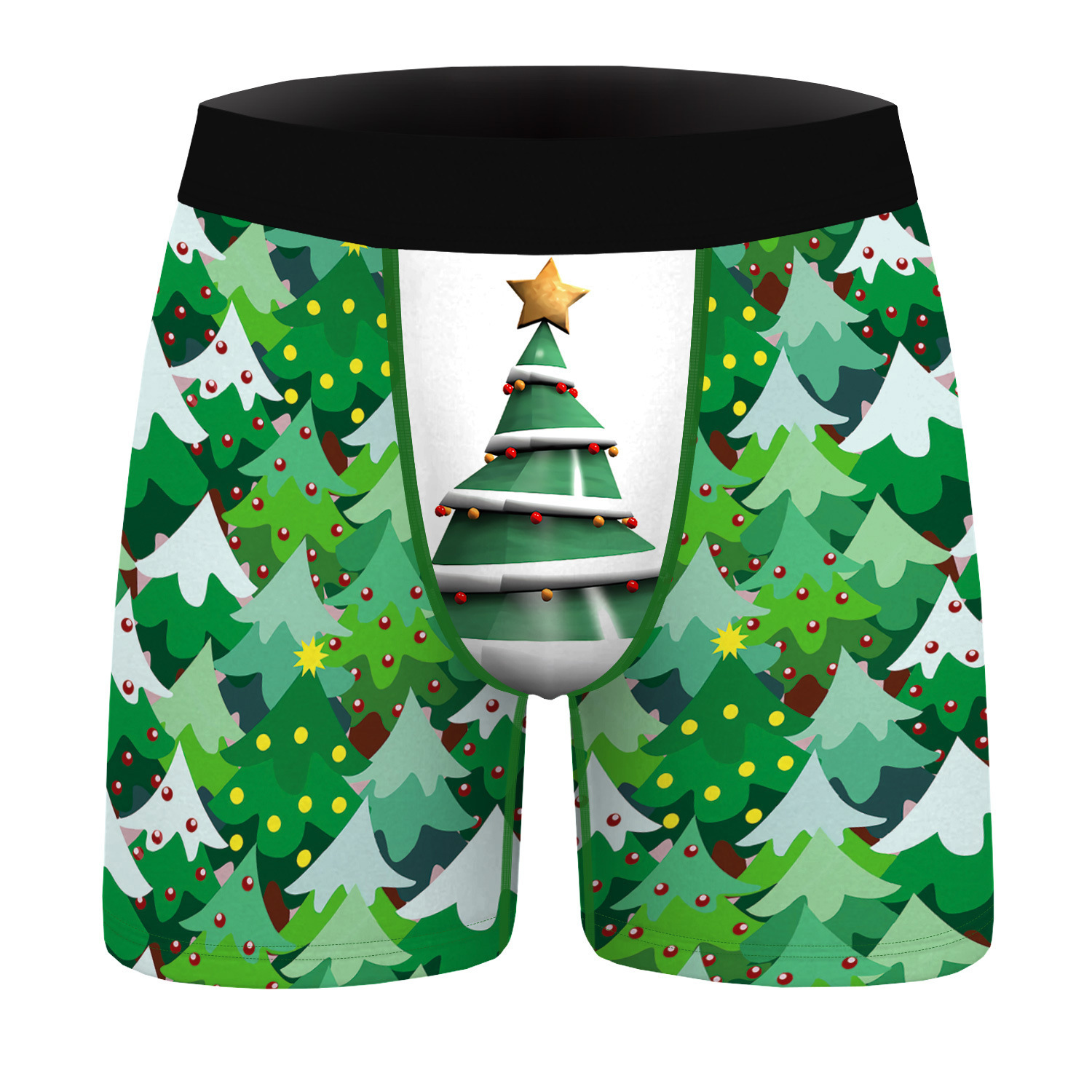 Nouveaux sous-vêtements en polyester à la mode et respirants pour hommes imprimés numériques 3D de noël pour un port confortable avec des sous-vêtements plats_voghion.com