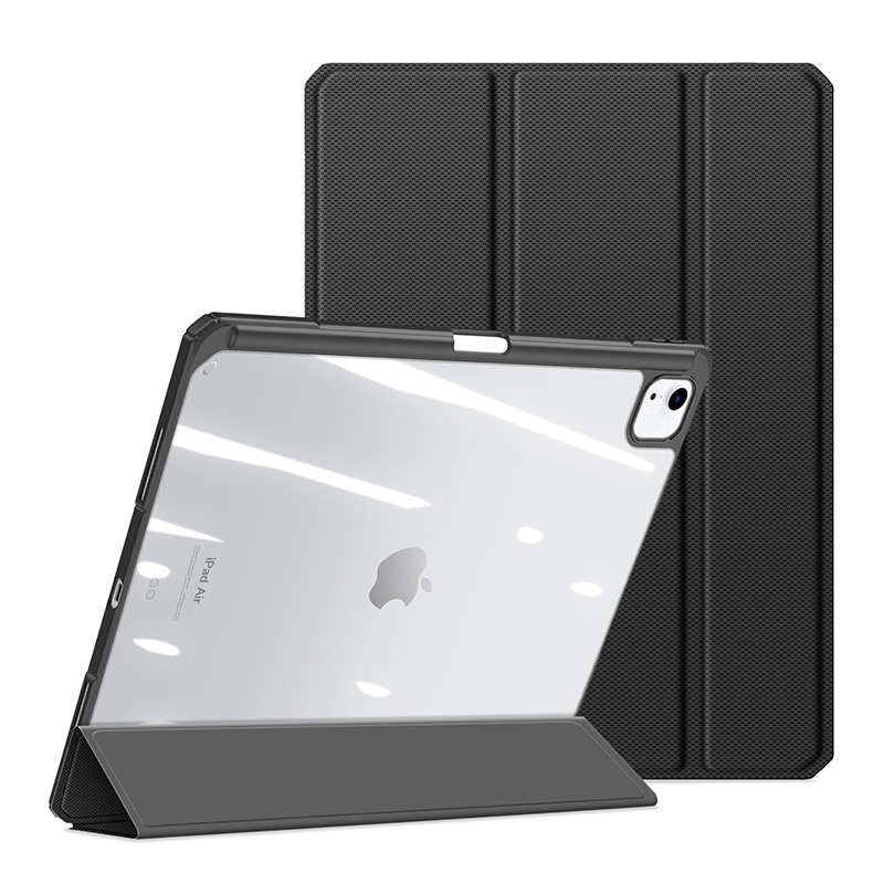 Aplicable iPad Air13 con ranura para bolígrafo, funda protectora para tableta, nueva carcasa protectora transparente de tres pliegues iPadPro11 al por mayor