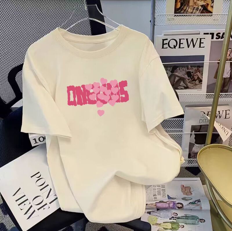 American Style Retro Cotton Short-sleeved T-shirt Women's Summer 2025 New Explosions Summer T-shirt Loose