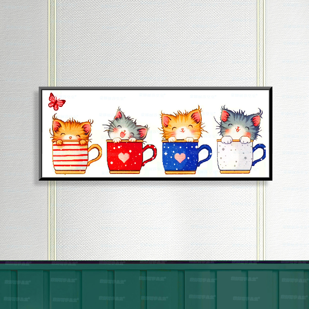 Mona Lisa Real Taza de menú de bordado cruzado gato nuevo estilo moderno minimalista lindo animal curado sala de estar bordado a mano image 3