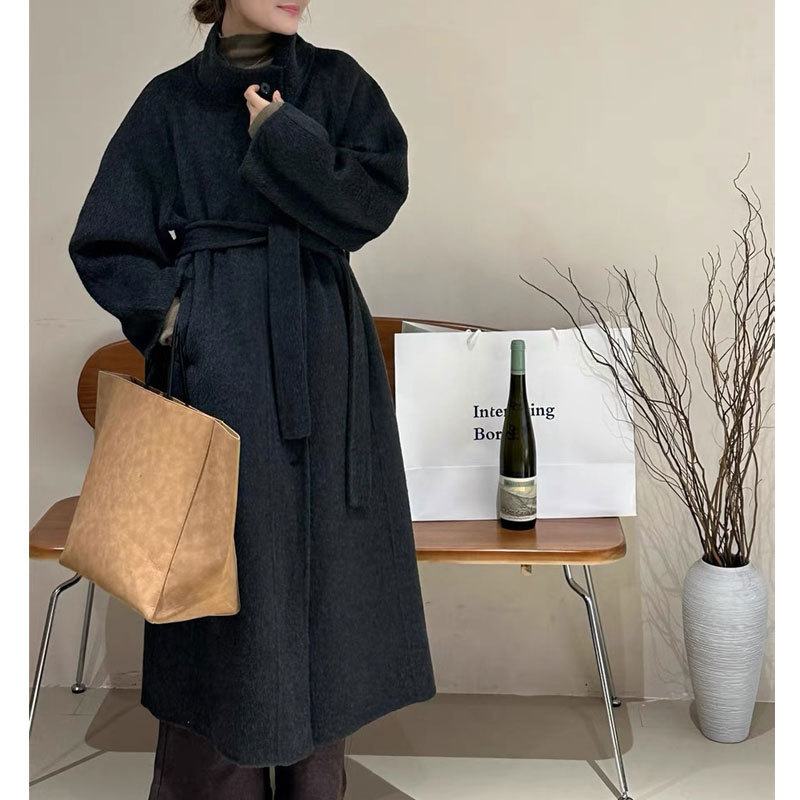 Ningpai "Wide Hem Soft Draping" Double-Sided Wool Coat Christmas Red 2026 Autumn/Winter Mid-Length Versatile Loose Jacket Ningpai "Wide Hem Soft Draping" Double-Sided Wool Coat Christmas Red 2026 Autumn/Winter Mid-Length Versatile Loose Jacket