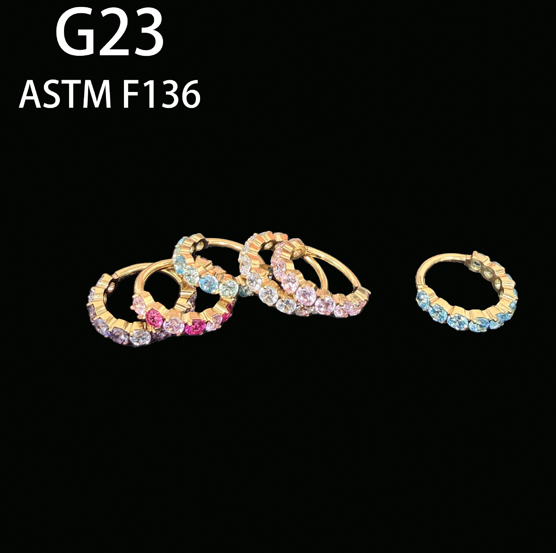 F136 titanium alloy earrings with real gold plating, 5A zirconia sparkling earrings, G23 piercing jewelry, versatile everyday ear bone studs
