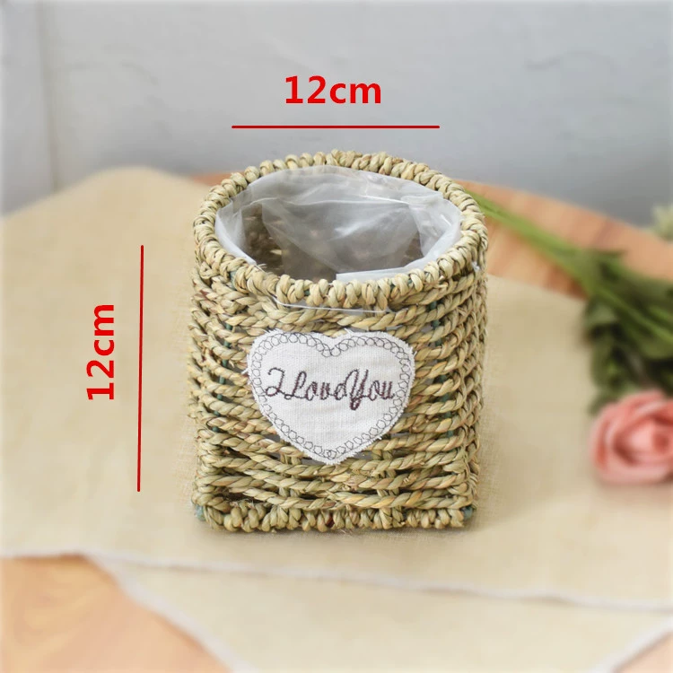 Straw handheld flowerpot, woven basket, J64