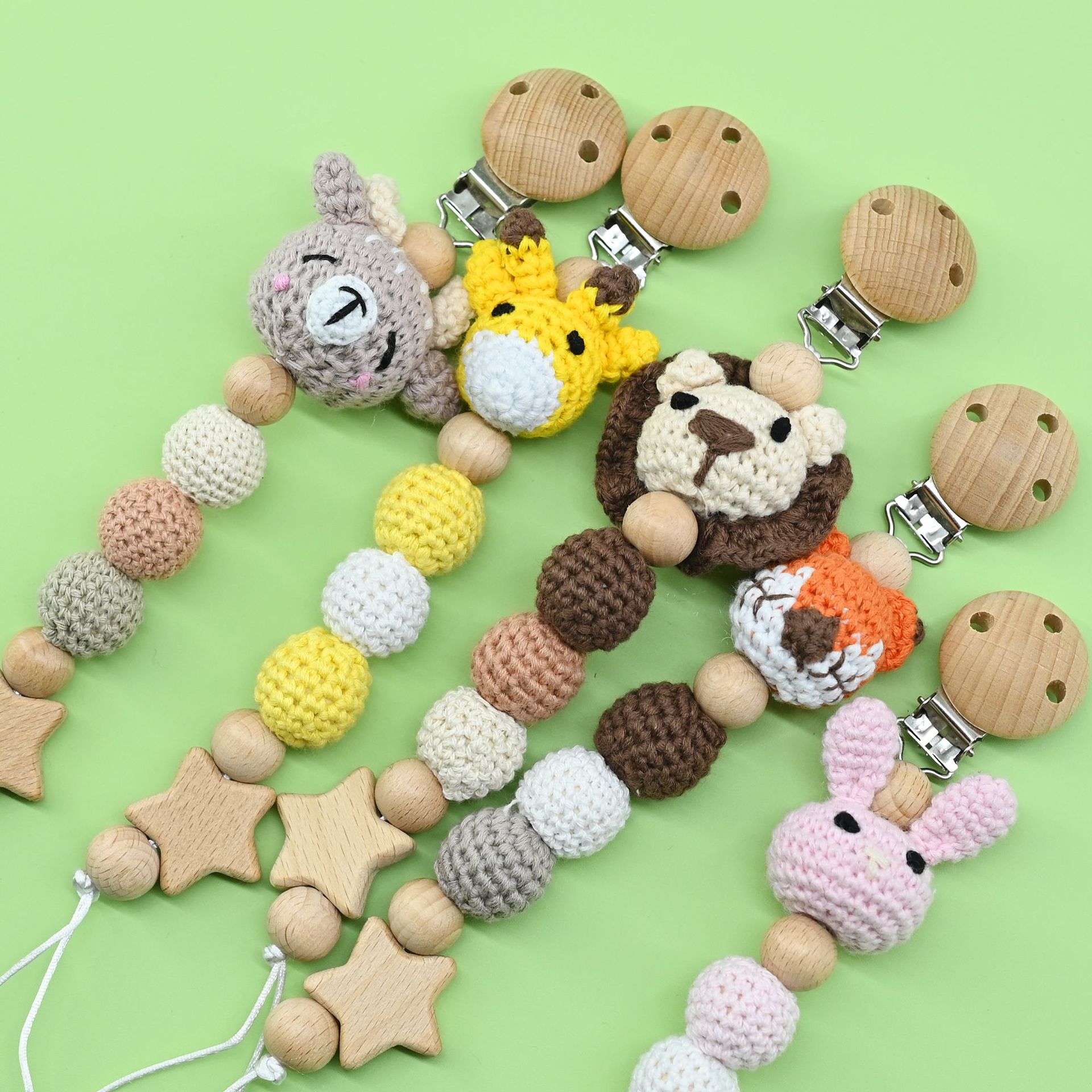 Cadena anti-caída de ganchillo Cadena de mordedor para bebés Palo molar para bebés Juguete Cuerda anti-pérdida Pegamento para morderse Cadena de chupete para bebés