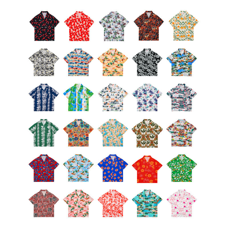 American Retro Classic Cuban Collar Shirt Men's Short-sleeved Summer Casual Loose Hawaiian Baroque Shirt