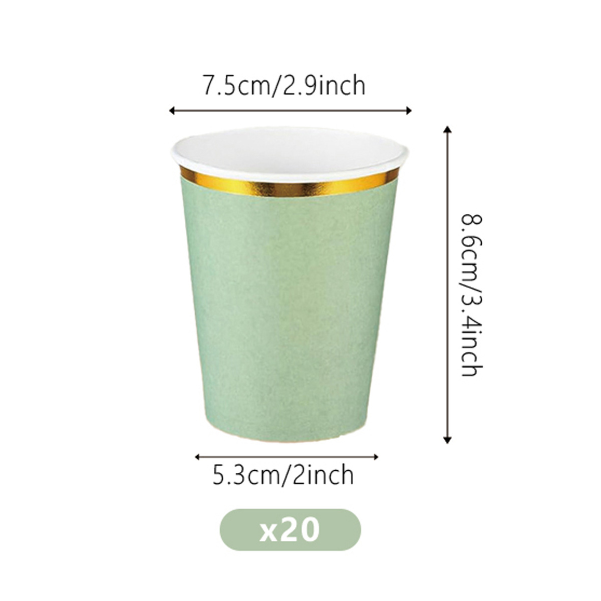 Elegant Gold-Foiled Green Disposable Party Tableware Set - Eco-Friendly Plates, Napkins & Cups For Events_voghion.com