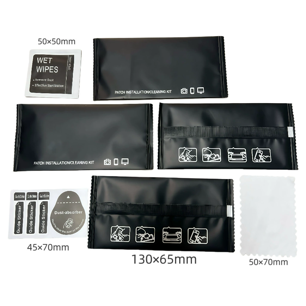 Фабрика оптовая продажа алкогольных пакетов для мобильного телефона комплект для чистки экрана пленки вспомогательный комплект для сухой и влажной упаковки для чистки пыли наклейки