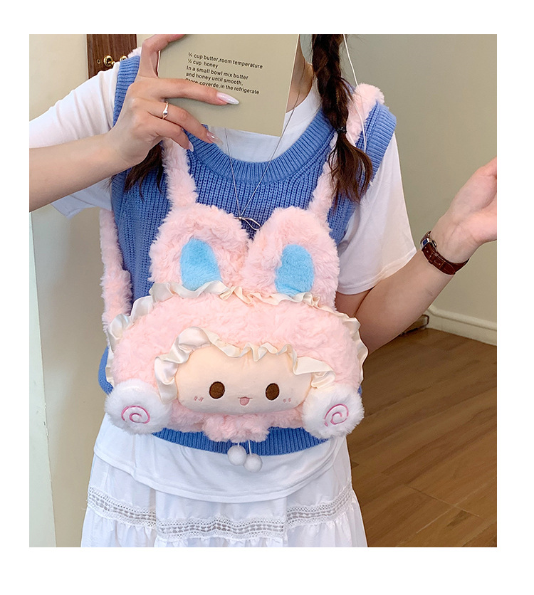 2026 Frühjahrskollektion modischer minimalistischer Trend-Freizeitrucksack mit cartoon-Plüsch süßem Rucksack für Damen