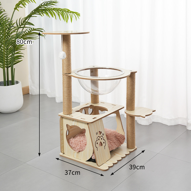 01-풀 사이잘삼 우주 캡슐 고양이 둥지 클라이밍 프레임 + 플러시 쿠션
