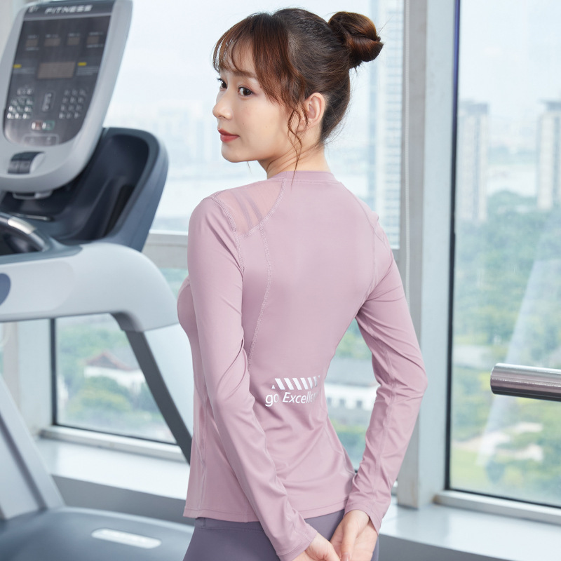 Yoga suit Bodybuilding jacket Autumn and winter Long sleeve Tight fitting T-shirt Quick drying Smock run motion major train ventilation