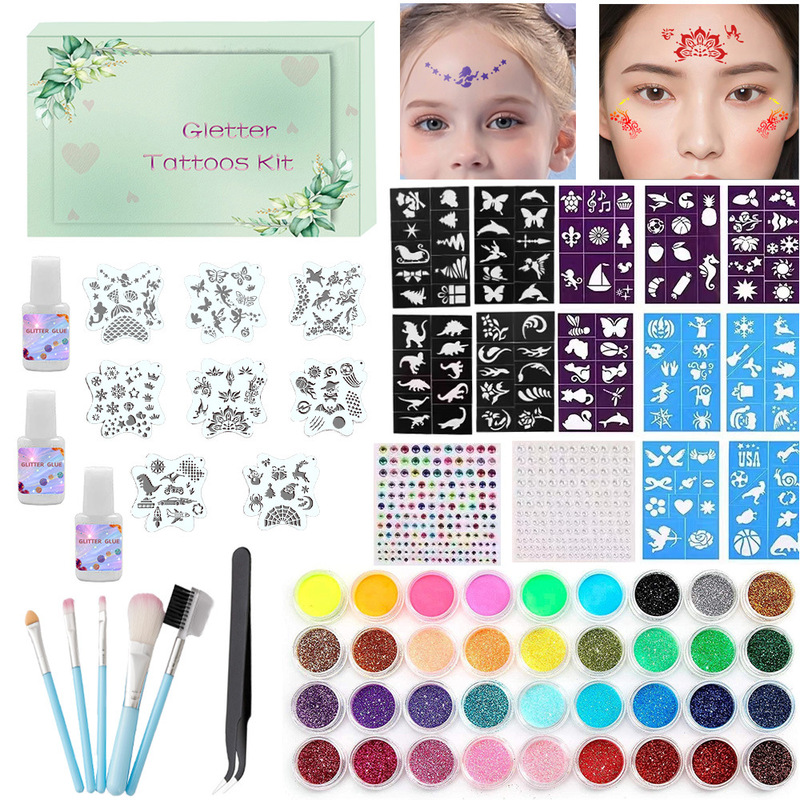 Cross-border flash powder stage painting temporary tattoo suit hollow holiday party flash powder makeup 120 templates