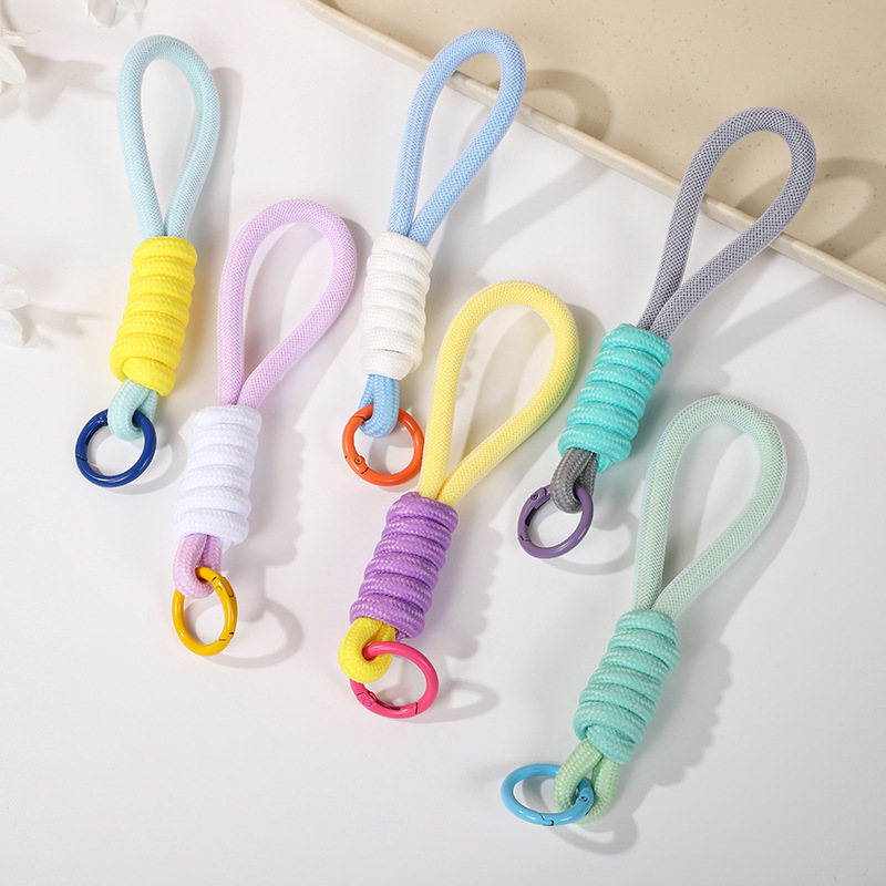 Color matching mobile phone lanyard keychain simple short mobile phone case universal hanging rope creative car key ring ring ornaments